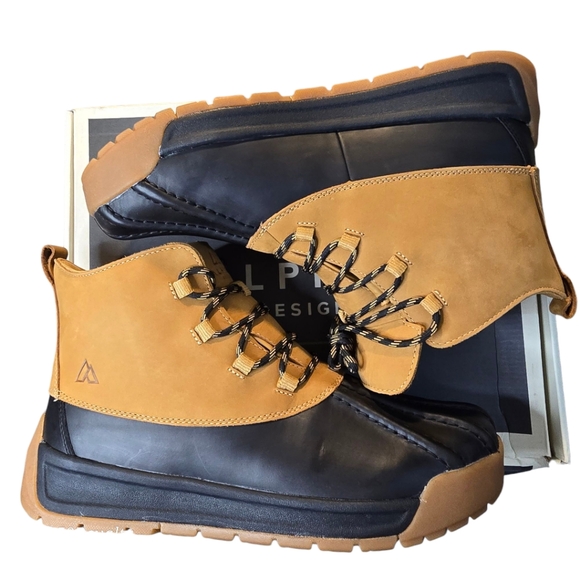 Alpine Design Men's Leather Black & Tan Gavin Duck Boots Size 11 New In Box - Picture 3 of 16